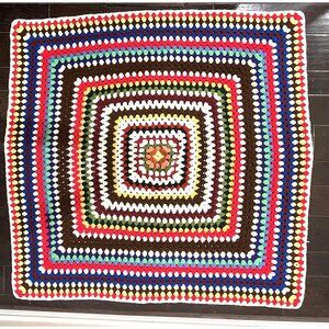 Granny Square Cozy Handmade Crochet Colorful Blanket  Afghan Throw 50"x50"